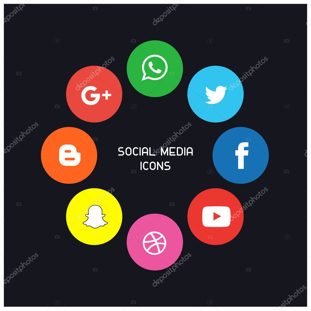 Social Media Icon set, vector, illustration