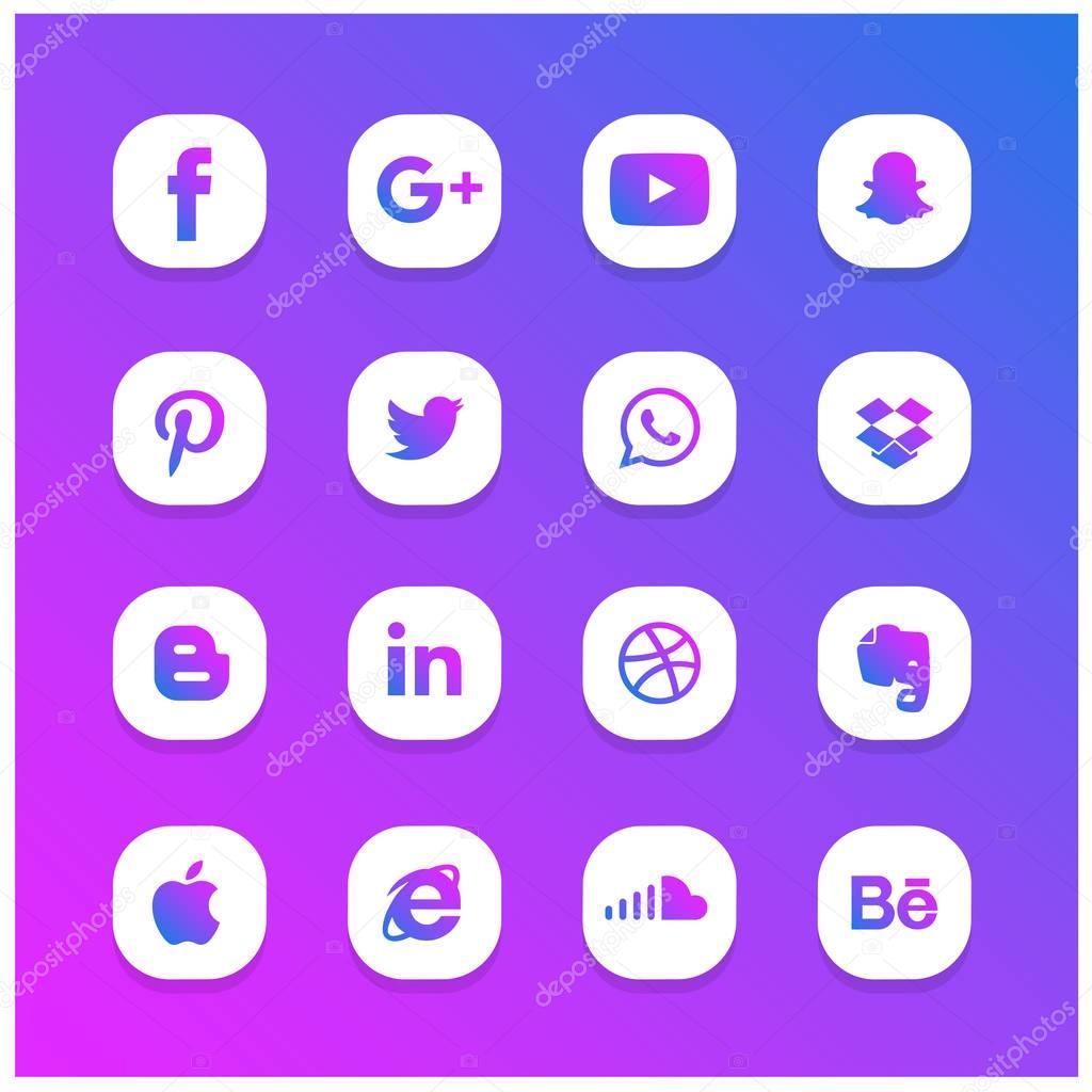 Social Media Icon set, vector, illustration