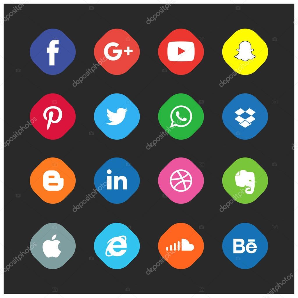 Social Media Icon set, vector, illustration