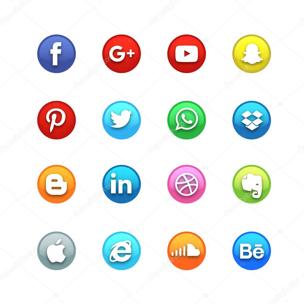 Social Media Icon set, vector, illustration