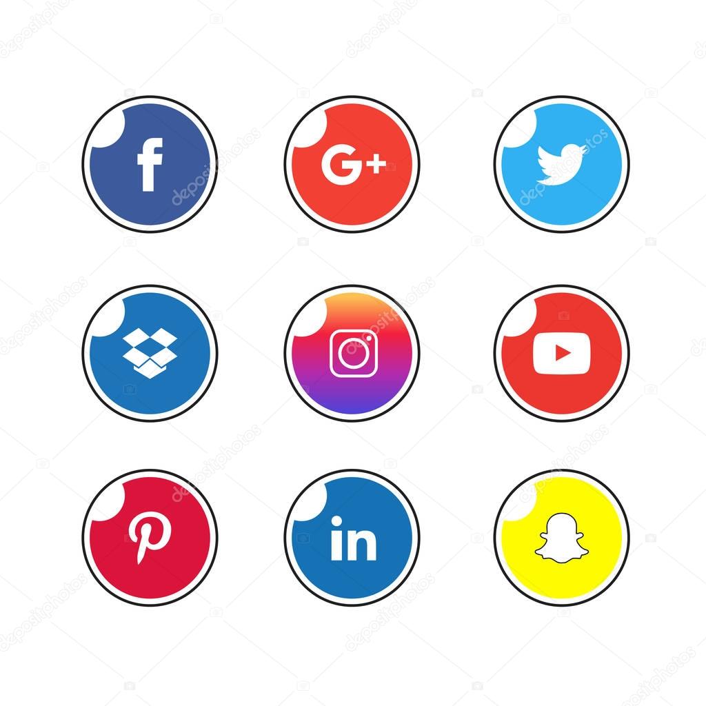 Social Media Icon set, vector, illustration