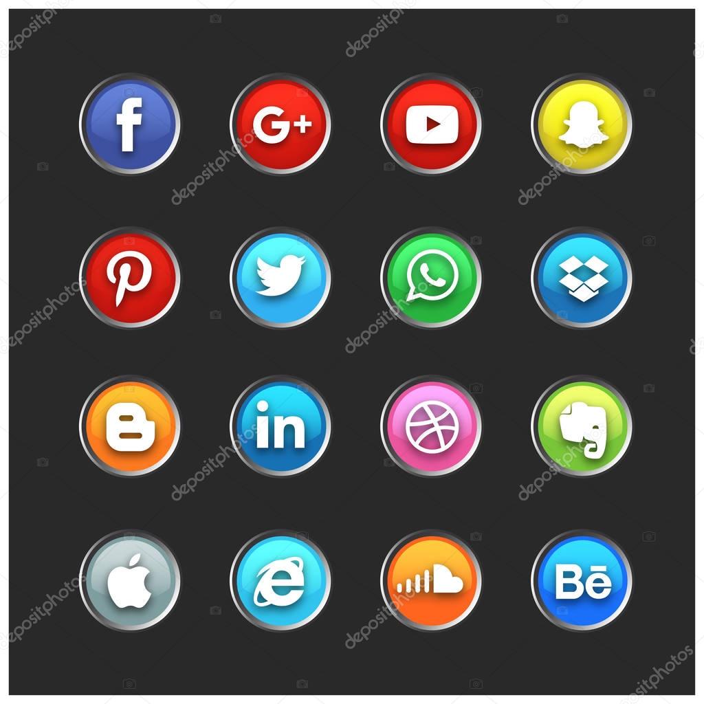 Social Media Icon set, vector, illustration