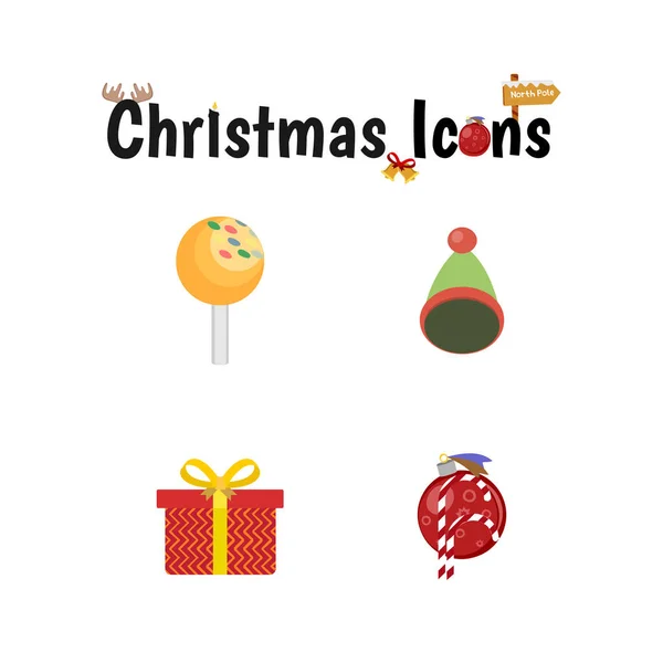 Conjunto de cuatro iconos coloridos de Navidad — Vector de stock