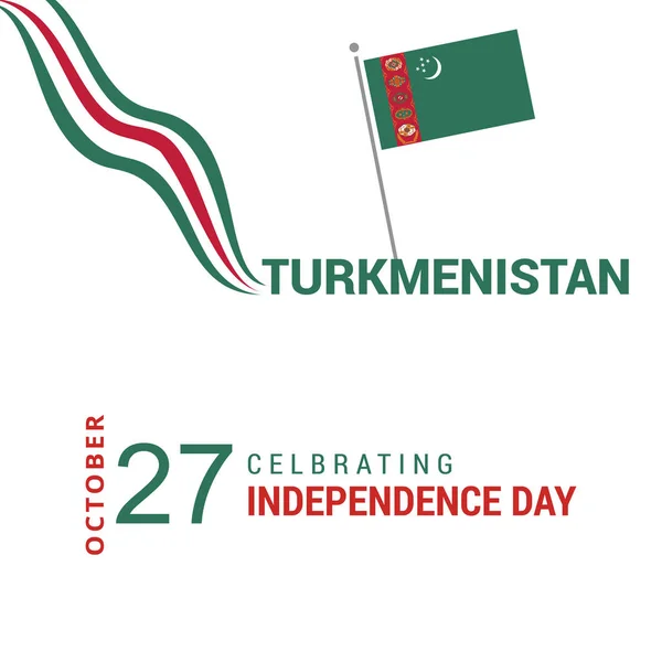 Machać Flaga Turkmenistanu — Wektor stockowy