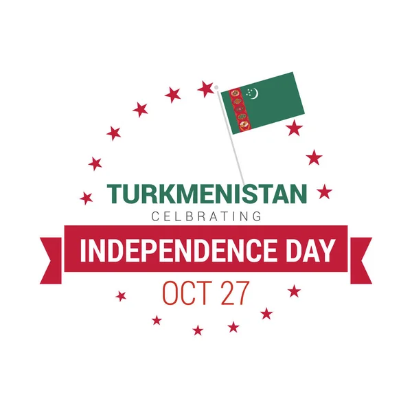 Machać Flaga Turkmenistanu — Wektor stockowy
