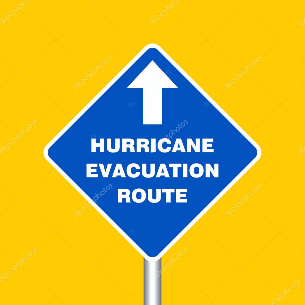 Hurricane Evacuation Route Sign Board, vector, illustration
