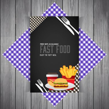 Fast food menü siyah renkli 