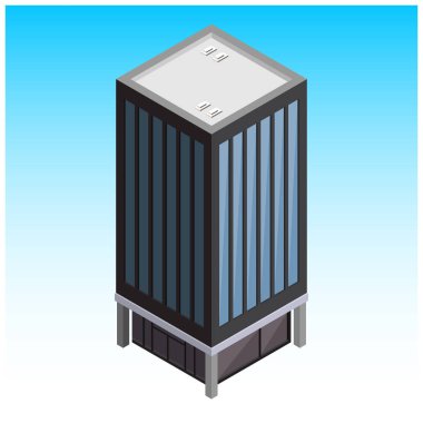 Mavi ve gri izometrik bina 