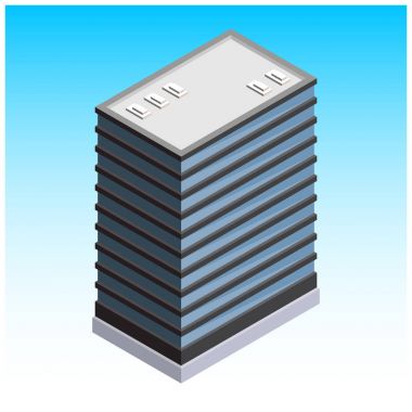 Mavi ve gri izometrik bina 