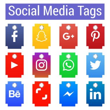 Sosyal medya etiketleri kümesi