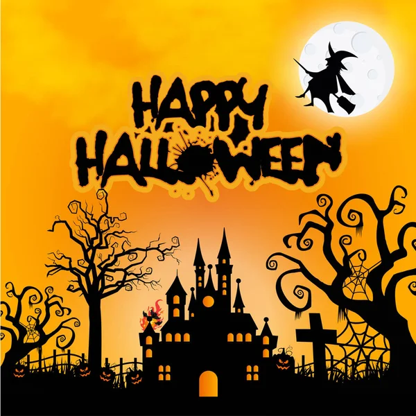 Feliz estandarte de Halloween — Vector de stock