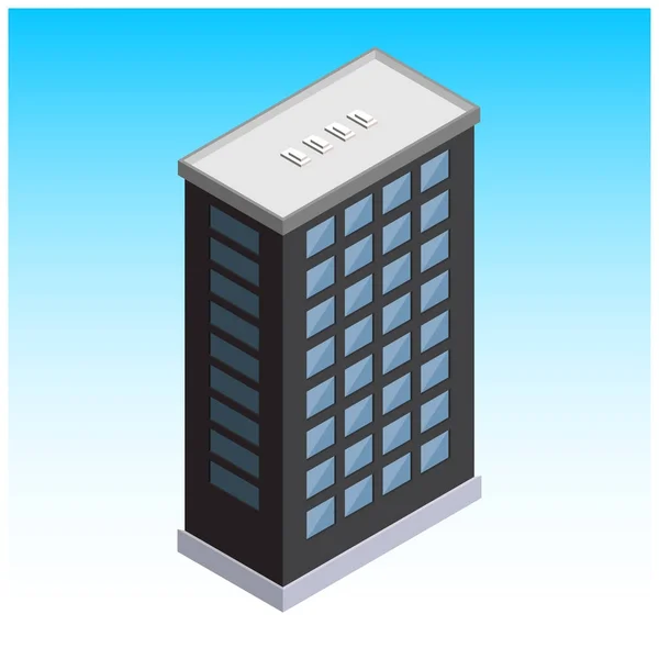 青し、灰色の等尺性建物 — ストックベクタ