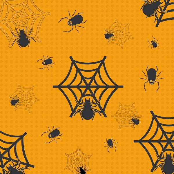 Halloween padrão sem costura com aranhas em teias — Vetor de Stock