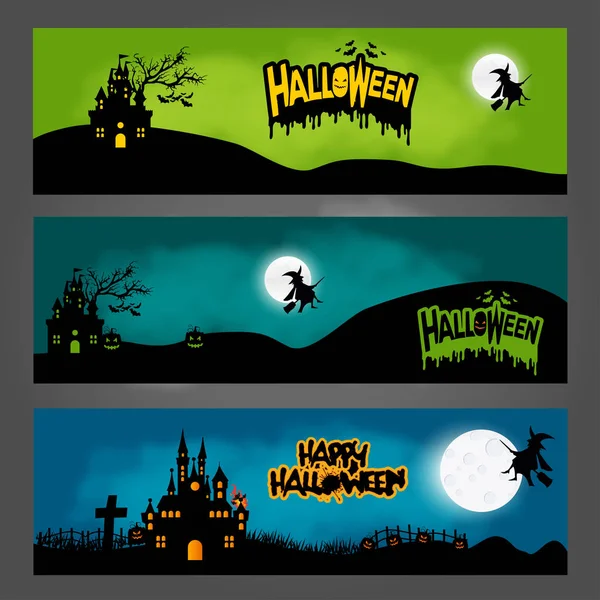 Feliz Halloween banners coloridos — Vetor de Stock