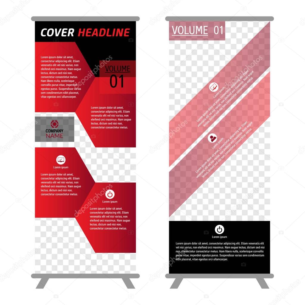 Red Color Business Roll Up banners 