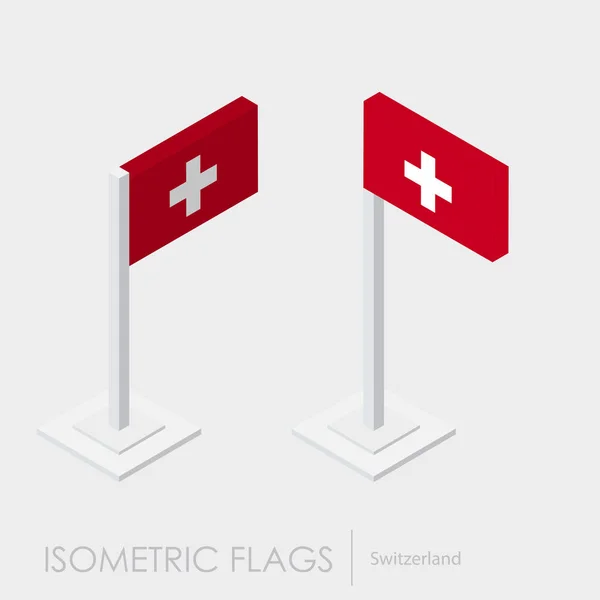 Zwitserland vlaggen isometrische stijl — Stockvector