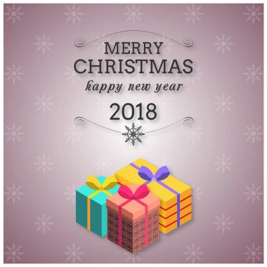 Boyalı tatil tipografi ve hediye kutuları ile Noel tebrik kartı 