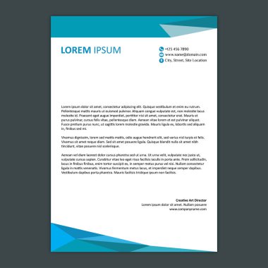 Poligonal mavi basit Antetli, vektör, illüstrasyon