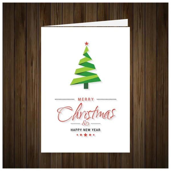 Cartão Natal Com Tipografia Férias Pintadas Abeto — Vetor de Stock