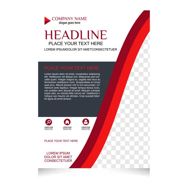 Vektor Červená Bílá Brochure Flyer Design Šablony Rozložení — Stockový vektor