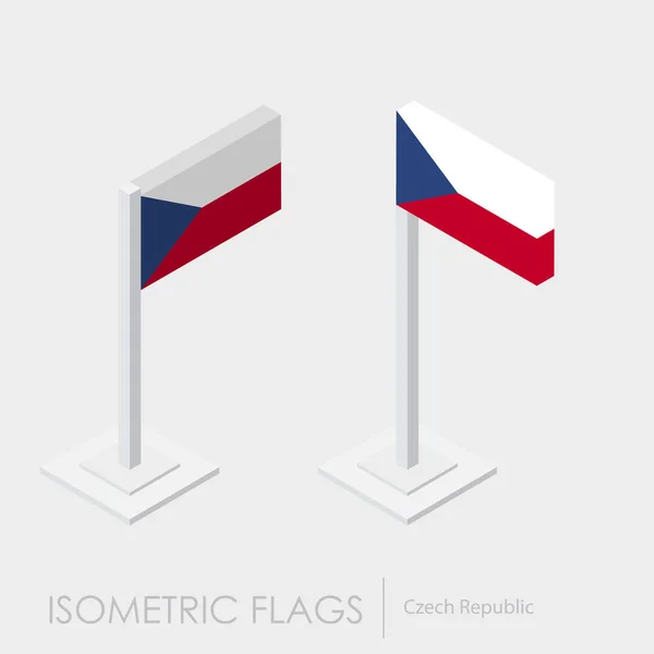 Яскраві Чехії Прапори Ізометричної Стиль Вектор Ілюстрація — стоковий вектор