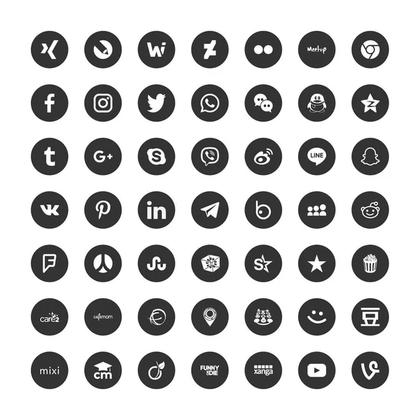 Набор Simply Social Media Icons Белом Фоне — стоковый вектор