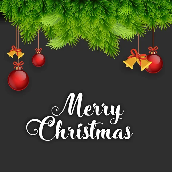圣诞贺卡与彩绘节日版式和冷杉树枝装饰 — 图库矢量图片