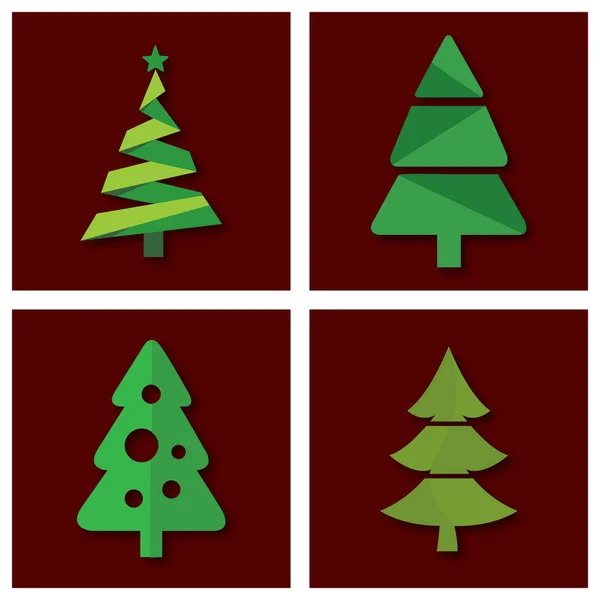 Vánoční Pozdrav Karty Zelených Jedlí — Stockový vektor