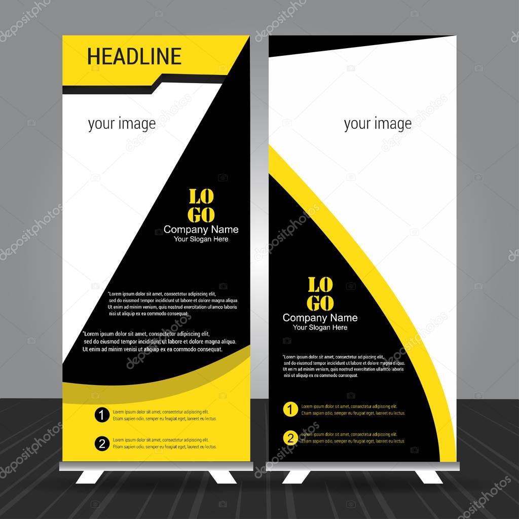 simple black and yellow standee roll up banners with business information