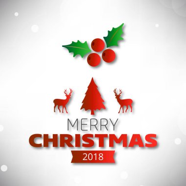 Boyalı tatil tipografi ve geyik ile Noel tebrik kartı 