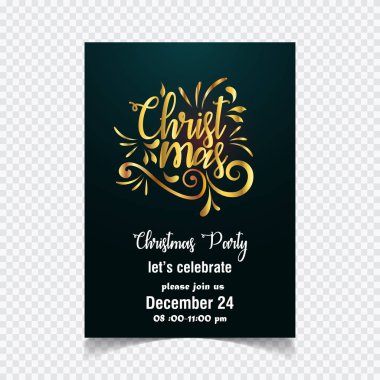 şık Noel partisi davetiye, vektör, illüstrasyon