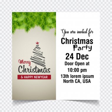 Köknar bezemeleri ile Noel kartı davet 