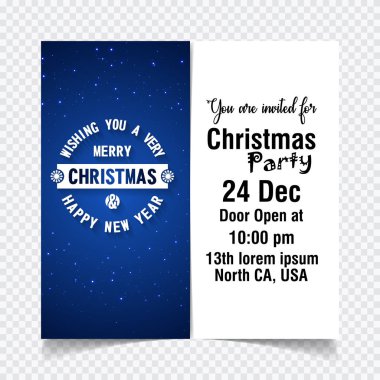 Zarif mavi Noel davet kartı arka plan parlayan ile