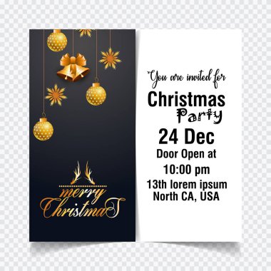 şık Noel davetiyeli Altın süslemeleri, vektör, illüstrasyon 