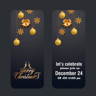 Noel kartları altın Noel çanları ve altın top