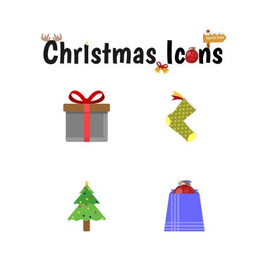 Noel mix simge kümesi, vektör, illüstrasyon