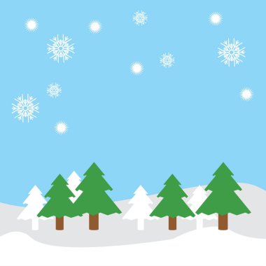 Kar taneleri ile dekore edilmiş Noel ağacı. vektör çizim.