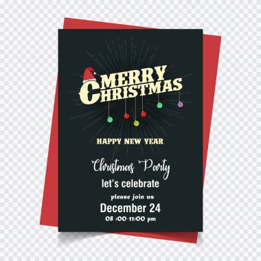 şık Noel davetiyeli, vektör, illüstrasyon 