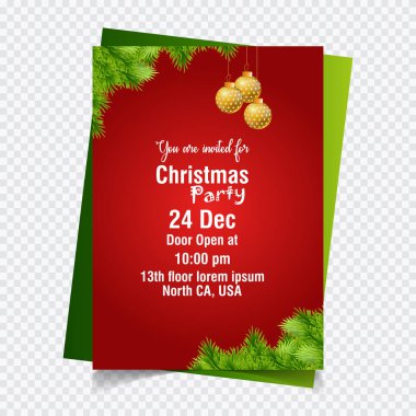 Köknar ve topları Noel dekorasyonu ile Noel partisi davetiyesi 