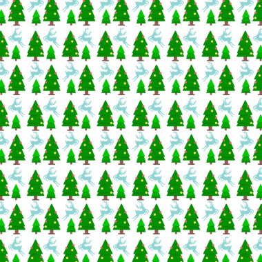 ağaçlar ve Ren geyiği ile Seamless şık yılbaşı modeli