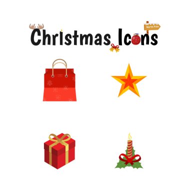 Noel mix simge kümesi, vektör, illüstrasyon