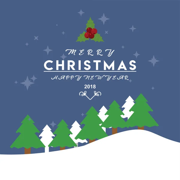 Κομψό Χριστούγεννα Ευχετήρια Κάρτα Δέντρα Διάνυσμα Εικονογράφηση — Διανυσματικό Αρχείο
