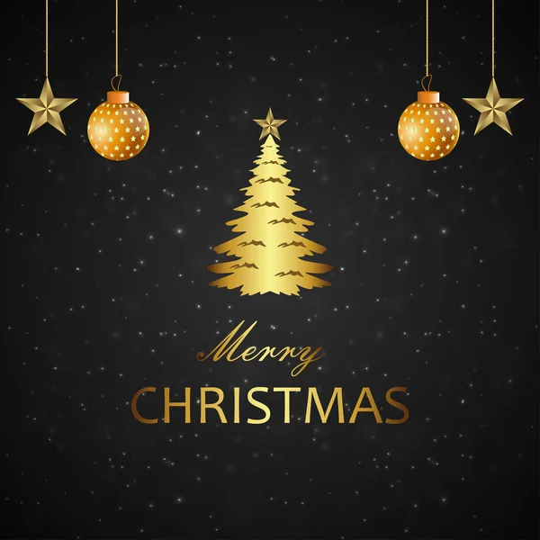 Decorated christmas tree , star, decoration balls black backgrou — Stock Vector