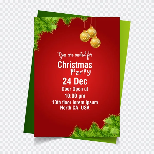 Köknar ve topları Noel dekorasyonu ile Noel partisi davetiyesi 