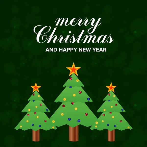 Geschmückter Weihnachtsbaum mit Stern, Dekorationskugeln grün — Stockvektor