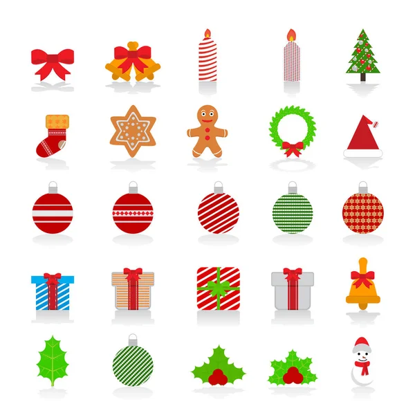 Vánoční Mix Ikony Set Vektor Ilustrace — Stockový vektor