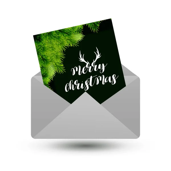 Enveloppe Avec Élégante Carte Vœux Noël Avec Vecteur Illustration — Image vectorielle