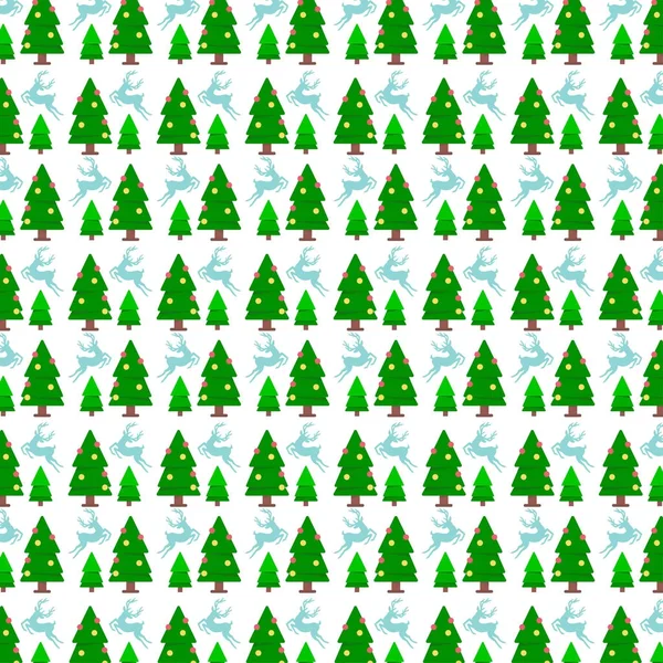 木とトナカイのシームレスなスタイリッシュなクリスマス パターン — ストックベクタ