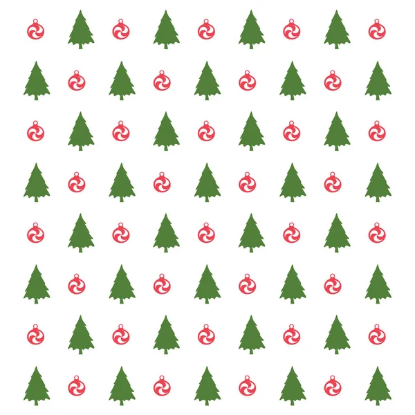 Élégant Motif Noël Sans Couture Avec Des Arbres Des Boules — Image vectorielle