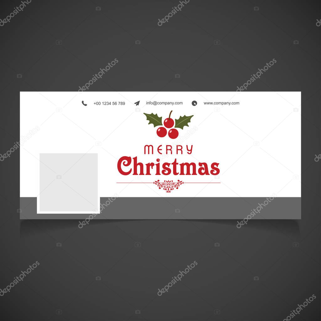 Christmas social media cover with mistletoe, vector, illustration
